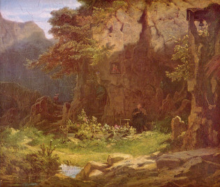 Carl Spitzweg (1862): Ein Einsiedler, Violine spielend