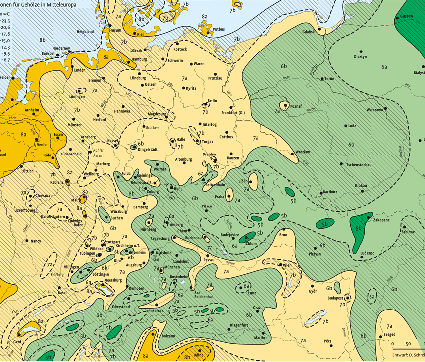 Winterhärtezonen (WHZ) in Mitteleuropa